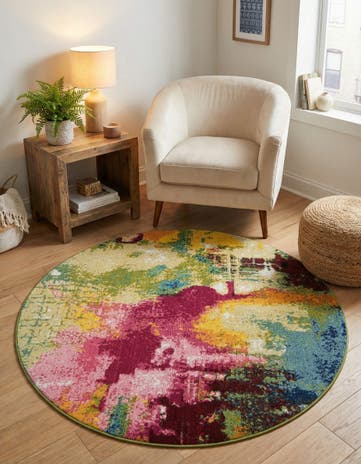 4' x 4' Washable Hyacinth Round Rug