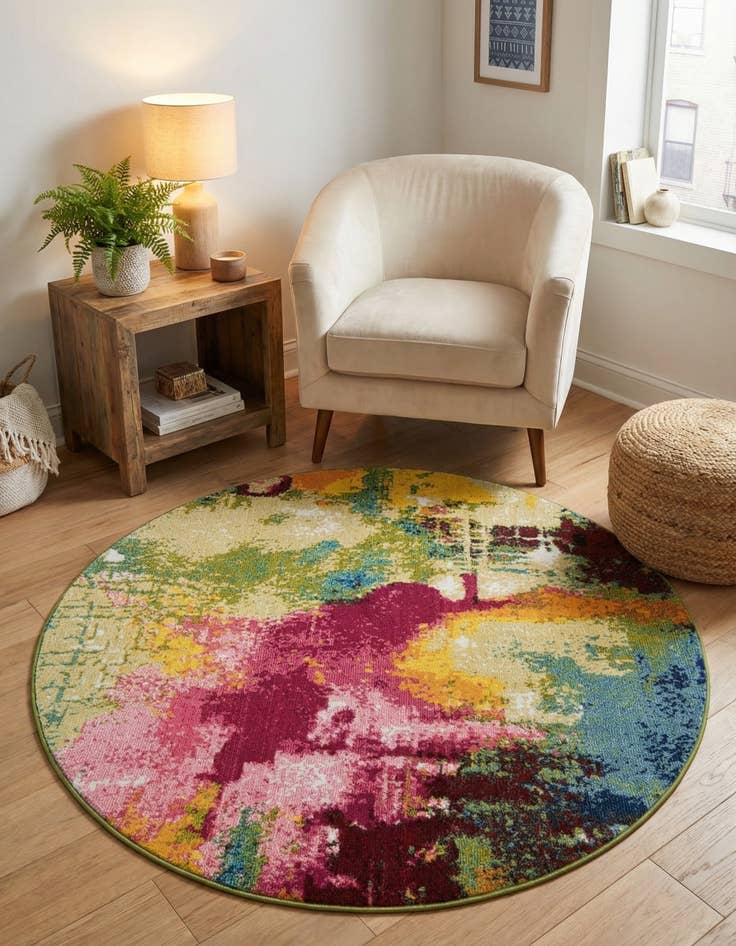 Detail image of 4' x 4'  Washable Casablanca Round Rug