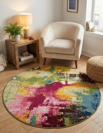 4' x 4' Washable Hyacinth Round Rug