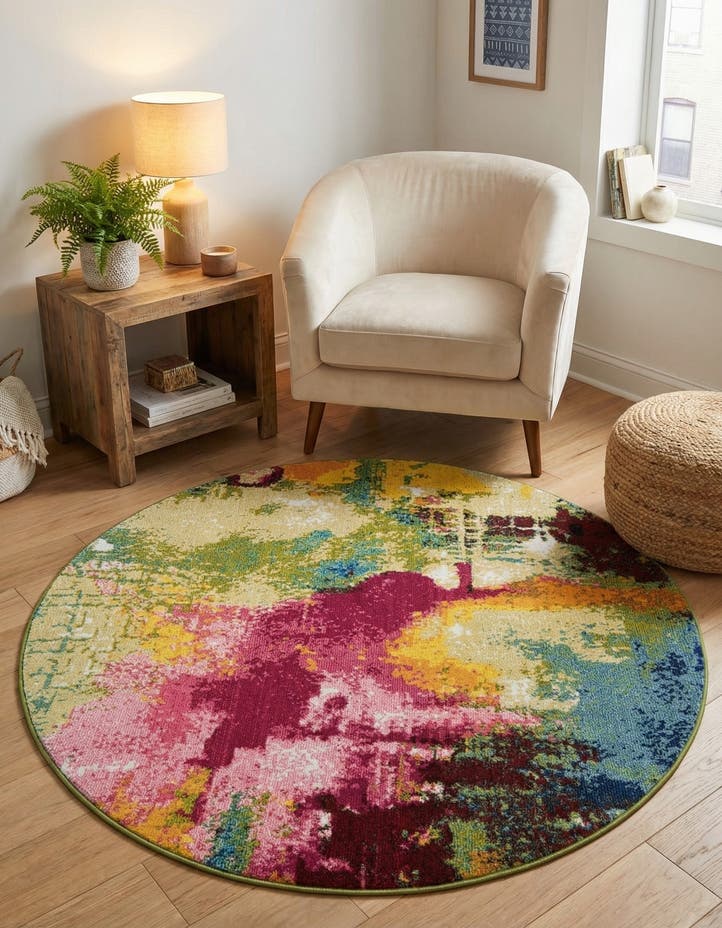 4' x 4' Washable Hyacinth Round Rug