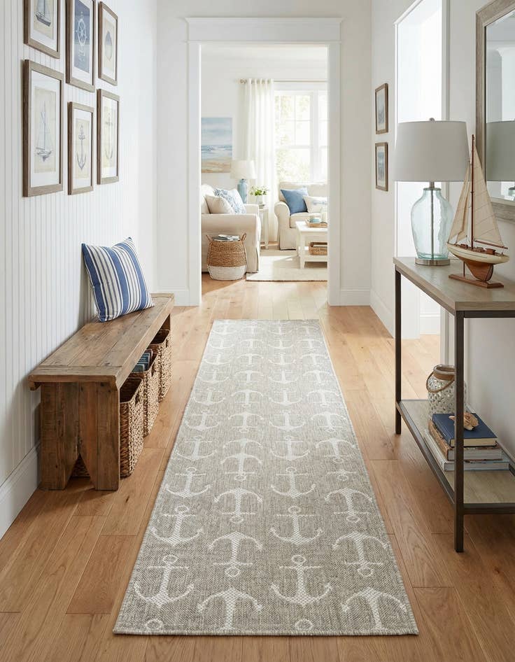 Detail image of 2' 7 x 12'  Washable Coastal Indoor / Outdoor Runner Rug