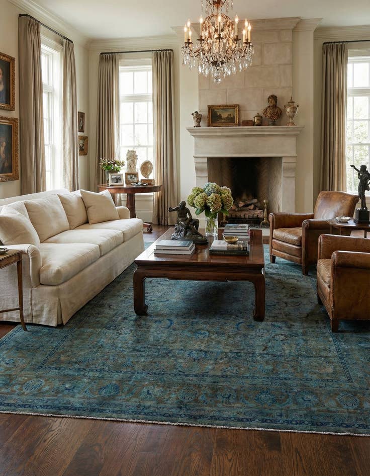 Detail image of 9' 9 x 13'  Hand Knotted Ultra Vintage Persian Wool Rug