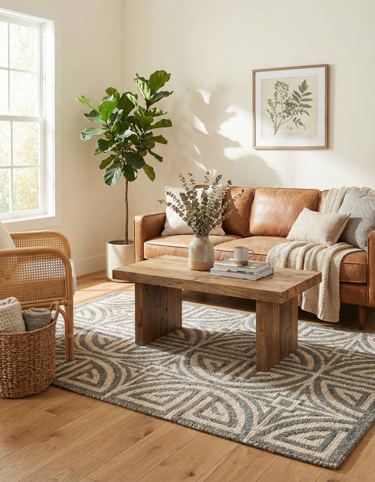 Detail image of  4' 1 x 6' 1  Hand Woven Chenille Jute Rug