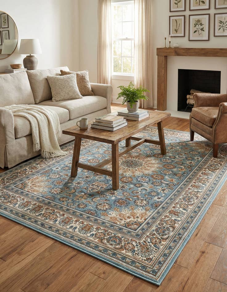 Detail image of  4' 1 x 6' 1  Washable Traditional Indoor / Outdoor Rug