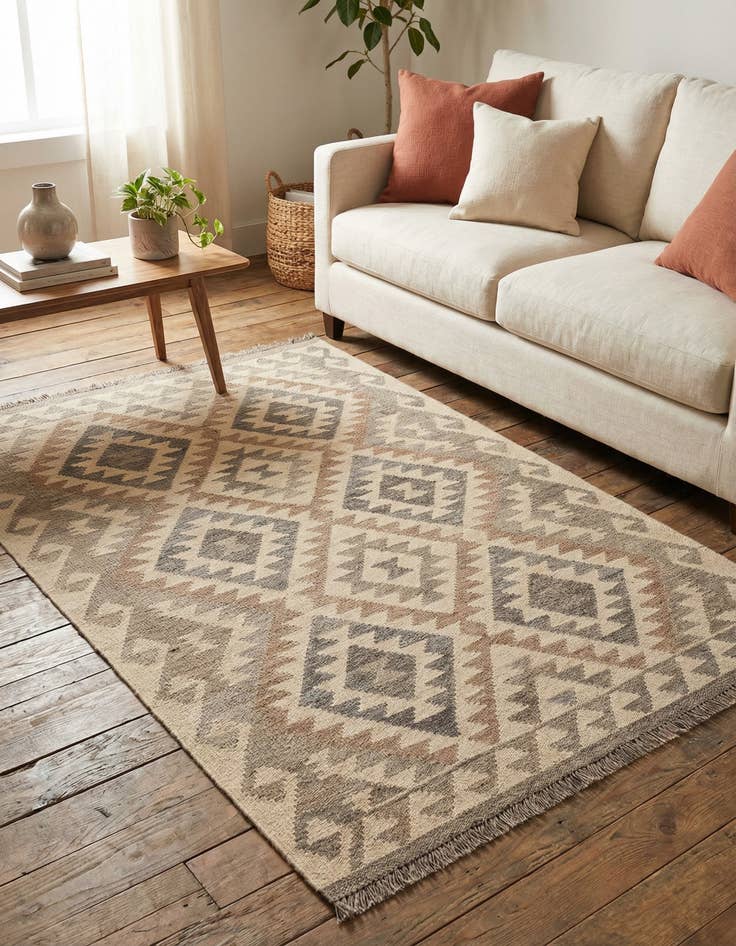 Detail image of 3' 6 x 5' 3  Hand Woven Kilim Maymana Wool Rug