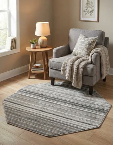Gray Gemstone Octagon Rug