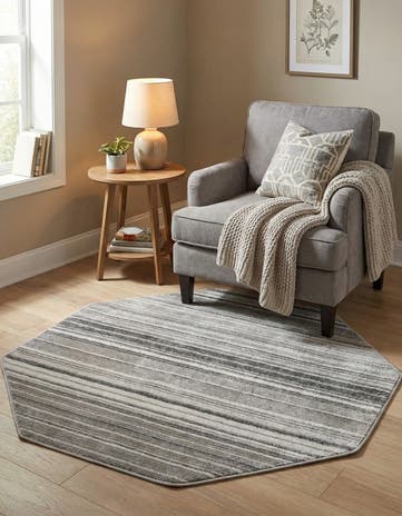 Gray Gemstone Octagon Rug