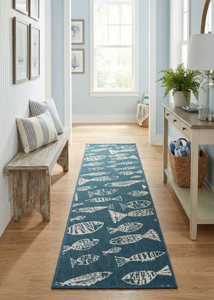 2' x 8' Easy-Clean Coastal Indoor / Outdoor Runner Rug