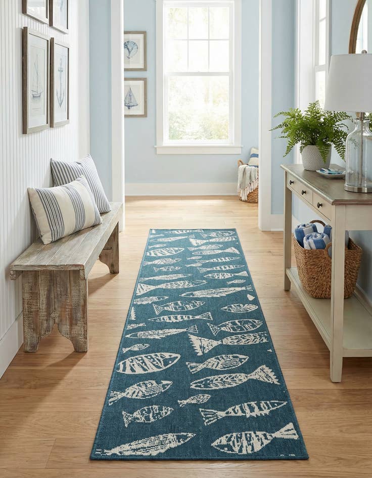 Detail image of  2' x 8'  Washable Coastal Indoor / Outdoor Runner Rug