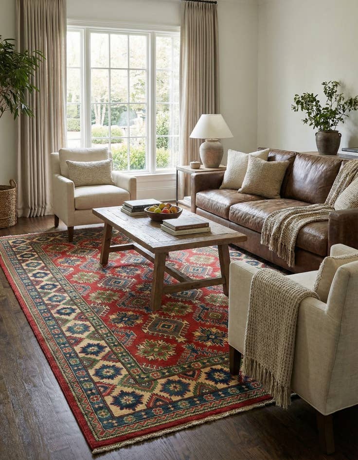 Detail image of 6' 6 x 9' 7  Hand Knotted Kazak Rug