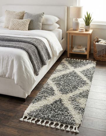 White Serenity Shag Runner Rug
