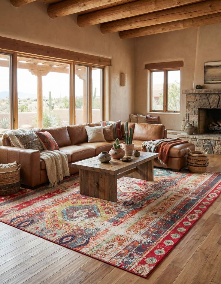 Detail image of 10' 6 x 16' 5  Washable Santa Fe Rug