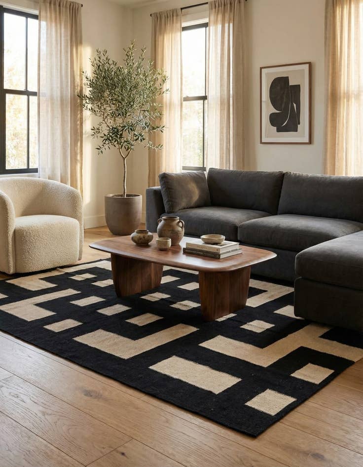 Detail image of 5' 4 x 6' 4  Hand Woven Kilim Modern Wool Rug