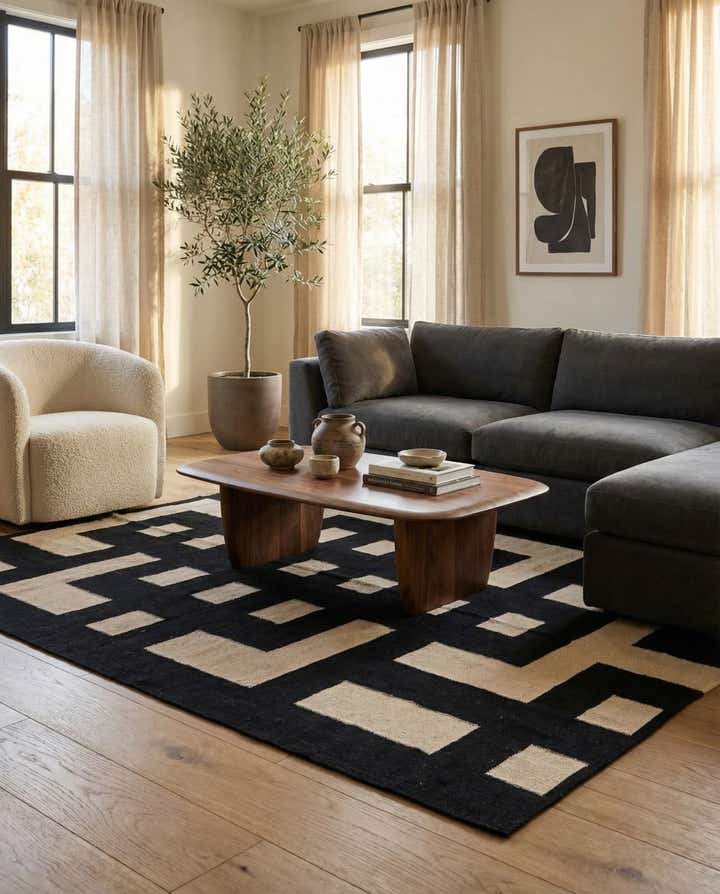 5' 4 x 6' 4 Hand Woven Kilim Modern Wool Rug