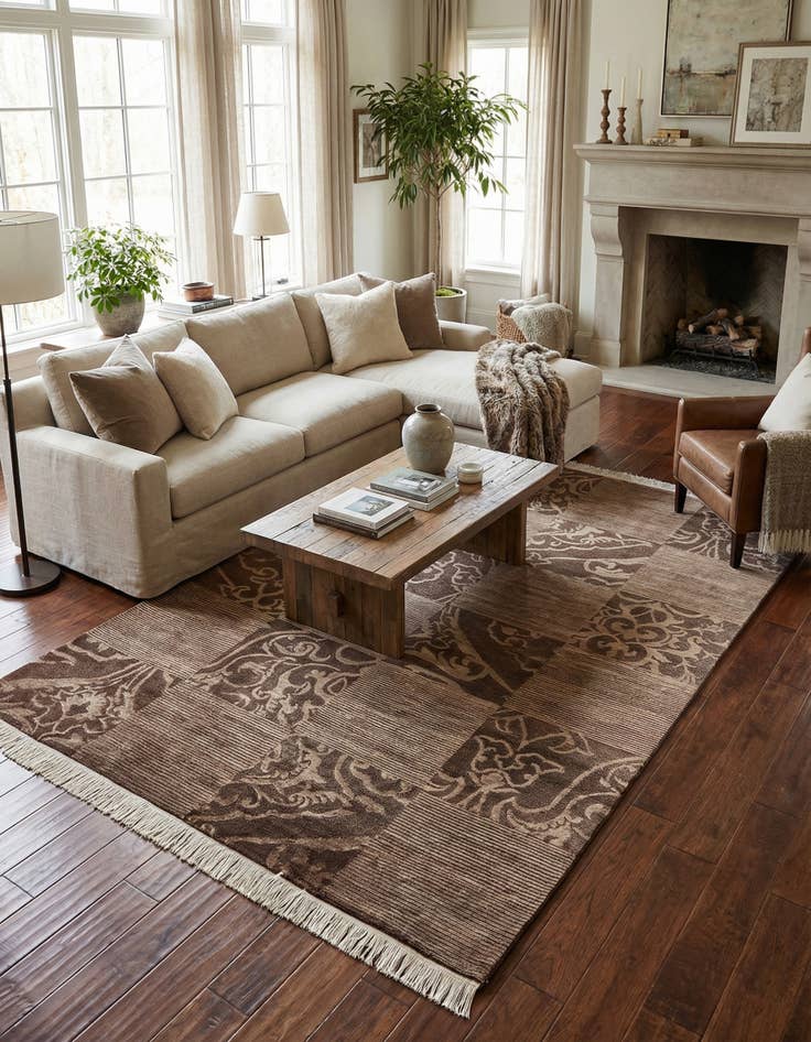 Detail image of  6' 6 x 9' 11  Hand Knotted Darya Wool Rug