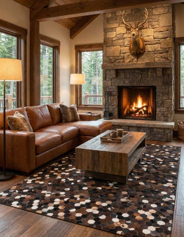 5' x 7' 8 Cowhide Leather Rug