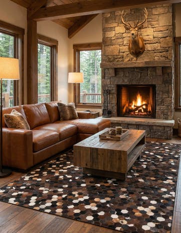 5' x 7' 8 Cowhide Leather Rug
