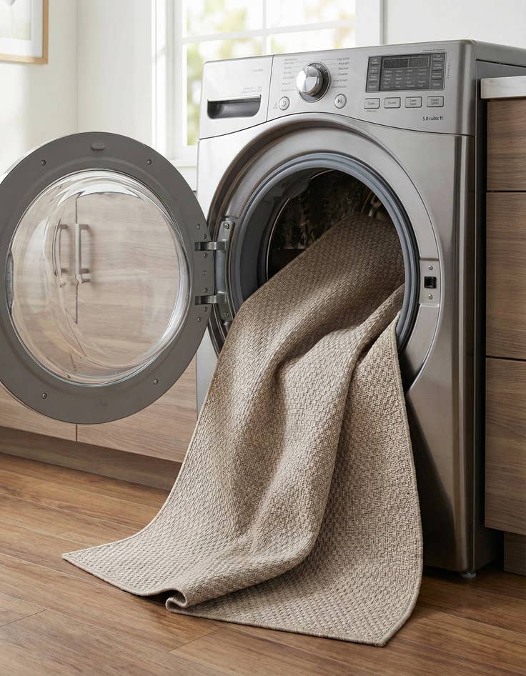 Detail image of  3' 1 x 5' 3  Washable Solid Indoor / Outdoor Rug