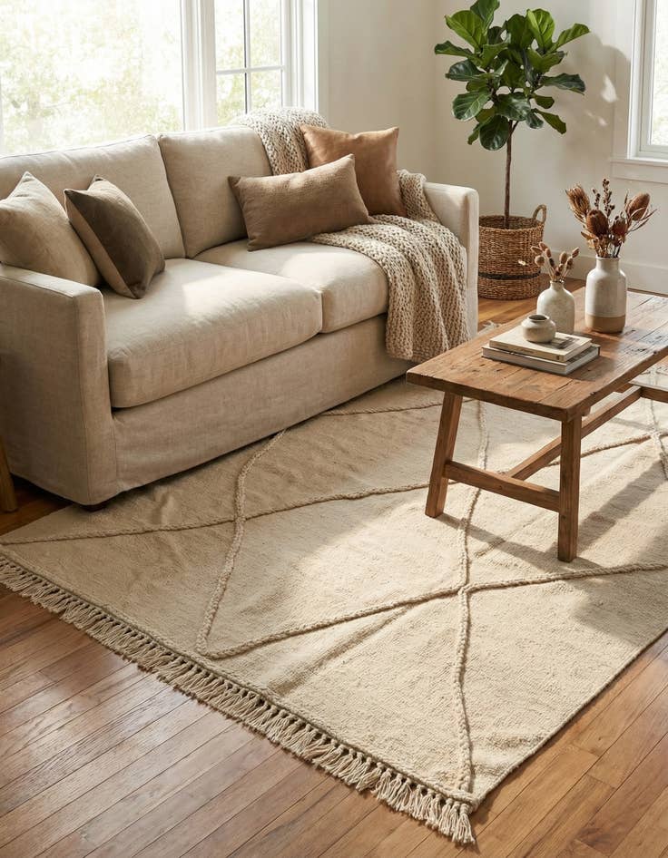 Detail image of 4' 2 x 6'  Hand Knotted Moroccan Wool Rug