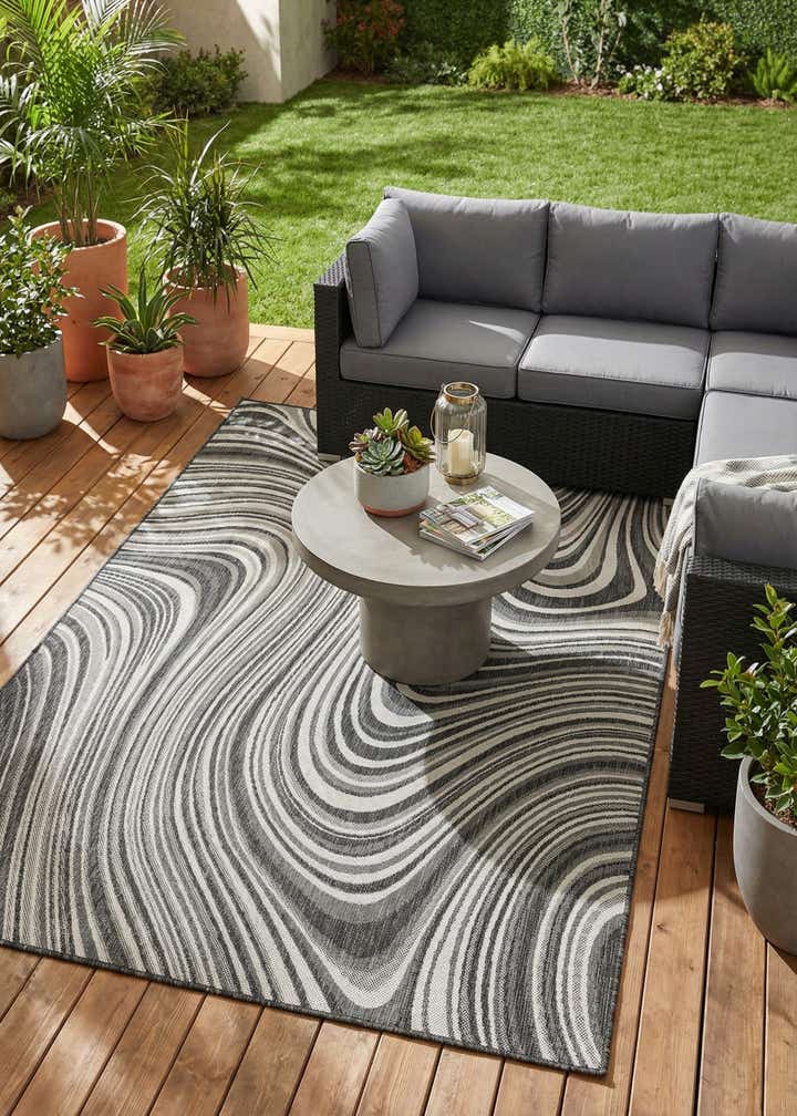 7' 10 x 11' Easy-Clean Modern Indoor / Outdoor Rug