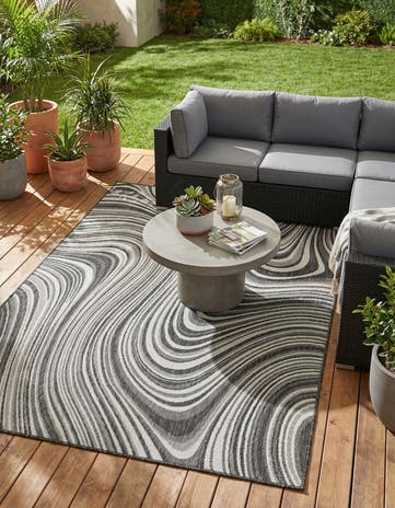 Charcoal Easy-Clean Modern Indoor / Outdoor Rug