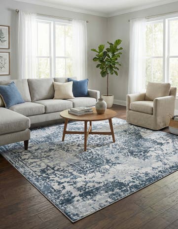 Navy Blue Kamala Washable Square Rug