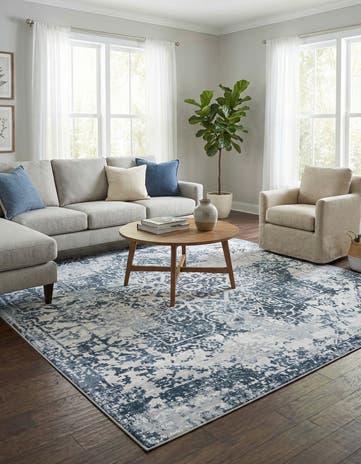 Navy Blue Kamala Washable Square Rug