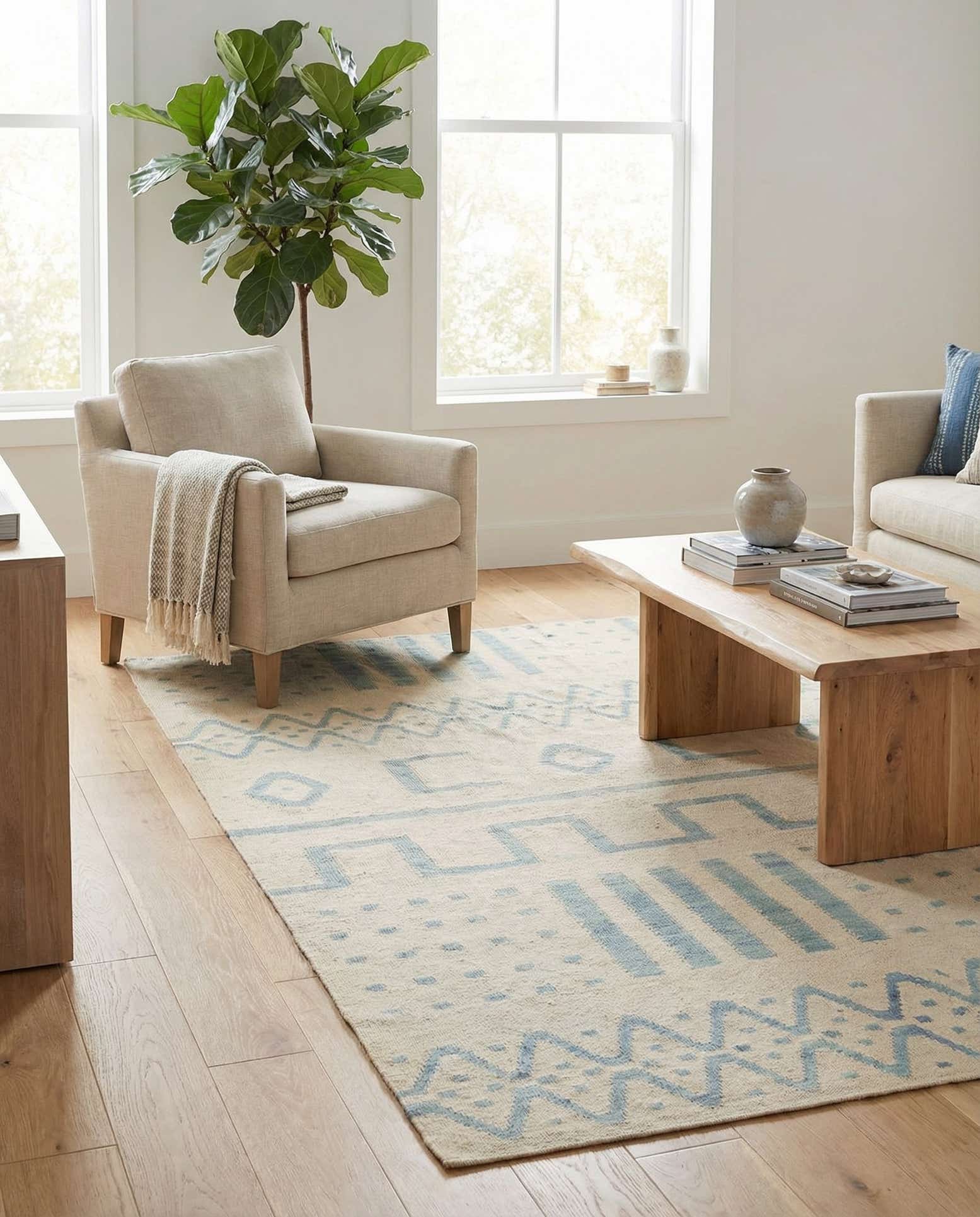 5' 4 x 6' 7 Hand Woven Kilim Modern Wool Rug