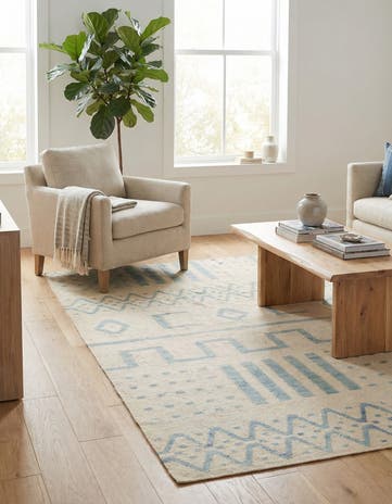 5' 4 x 6' 7 Hand Woven Kilim Modern Wool Rug