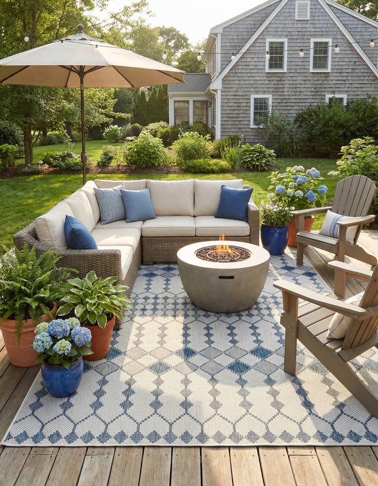 Detail image of 7' 10 x 11' Easy-Clean Trellis Indoor / Outdoor Rug