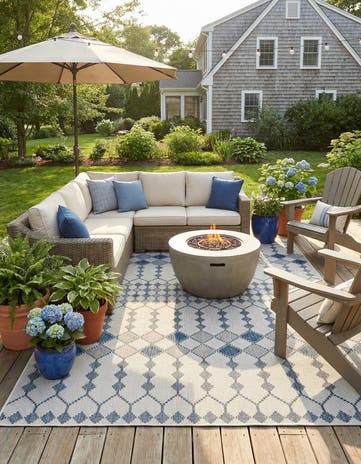 7' 10 x 11' Easy-Clean Lattice Indoor / Outdoor Rug