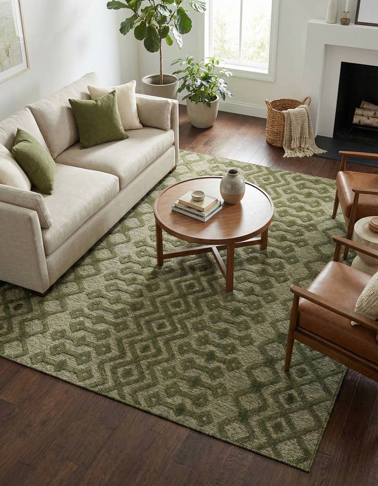 Detail image of 7' 10 x 7' 10  Washable Trellis Textured Indoor / Outdoor Square Rug