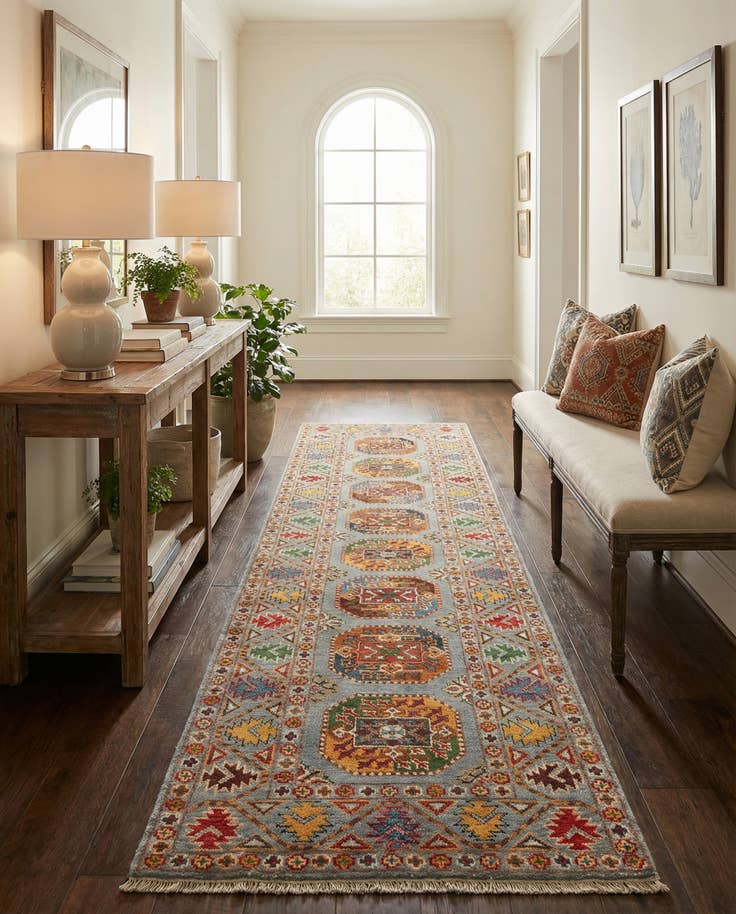 Detail image of 2' 7 x 9' 7 Hand Knotted Kazak Runner Rug