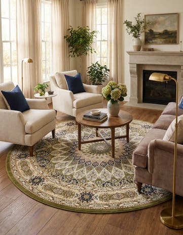 Green Nain Design Round Rug