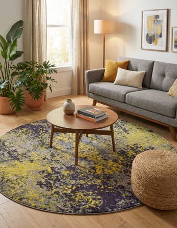 Washable Hyacinth Round Rug