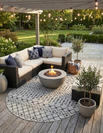 7' 10 x 10' Easy-Clean Lattice Indoor / Outdoor Oval Rug