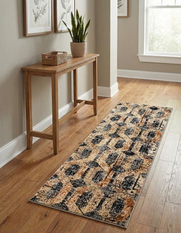 Black Gray Saturn Runner Rug