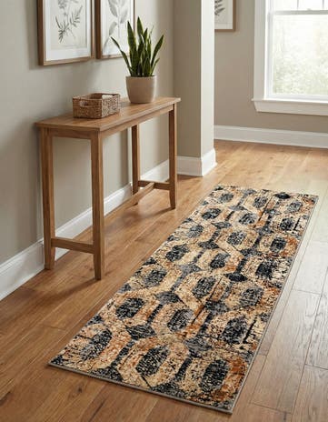 Black Gray Saturn Runner Rug