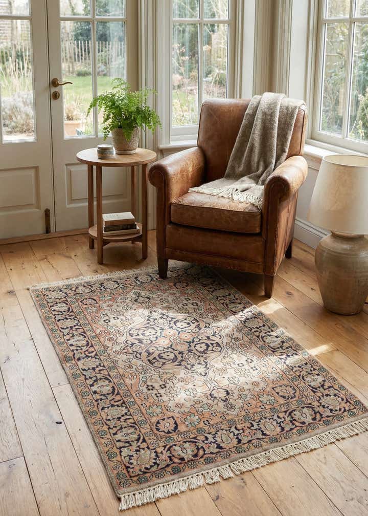 3' x 4' 8 Hand Knotted Kashmir Oriental Wool Rug
