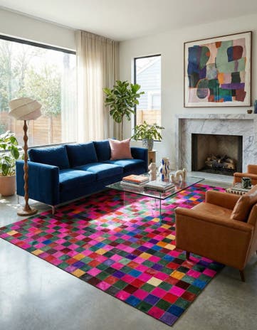 7' 11 x 9' 10 Cowhide - Patchwork Rug