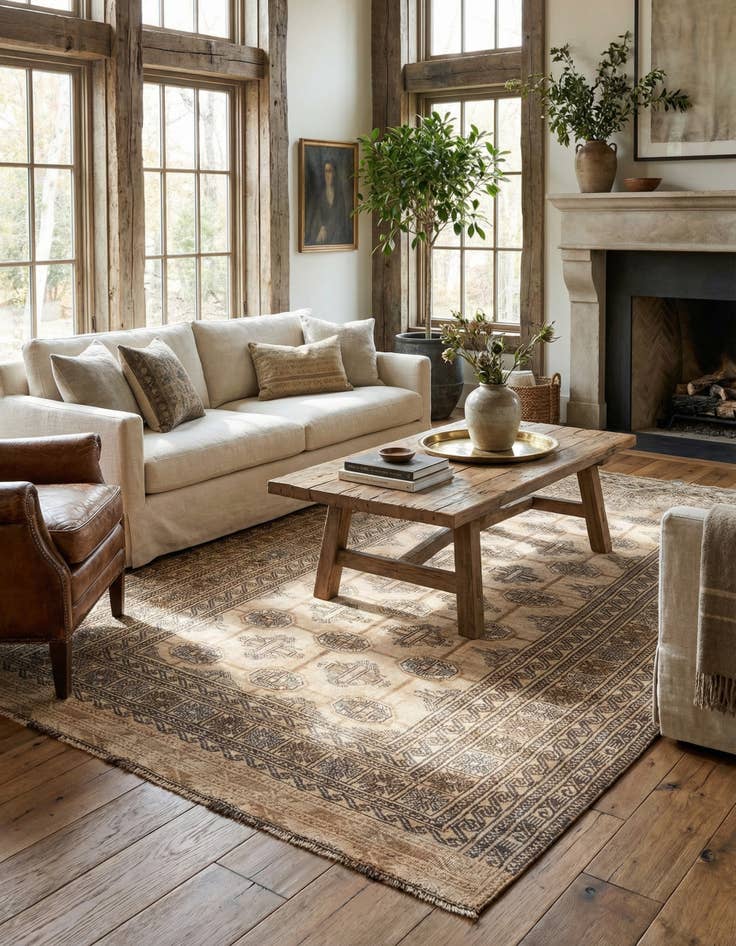 Detail image of  4' 9 x 7' 6  Hand Knotted Ultra Vintage Persian Wool Rug