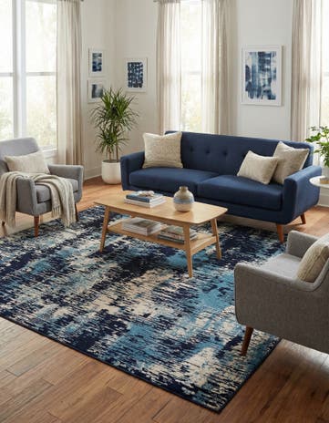Navy Blue Laguna Square Rug
