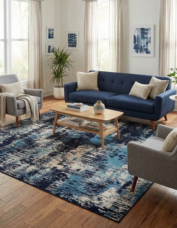 Navy Blue Laguna Square Rug