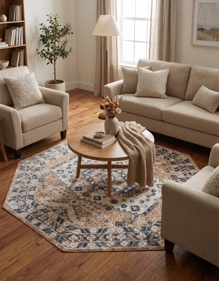 Detail image of  7' x 7' Oxford Octagon Rug