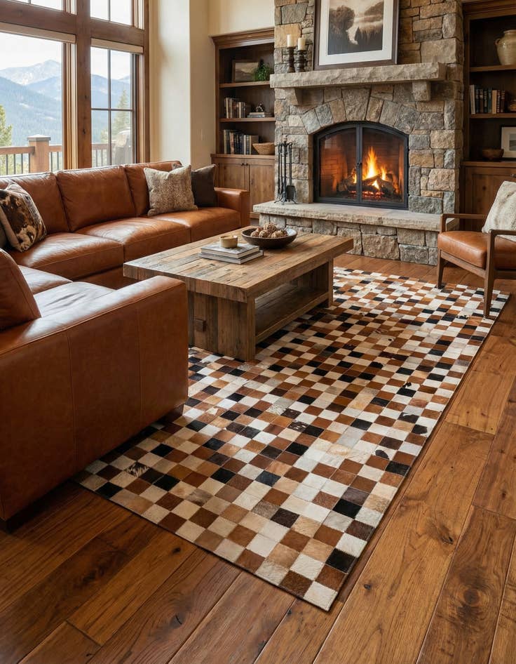 Detail image of  8' x 10' Cowhide Leather Rug