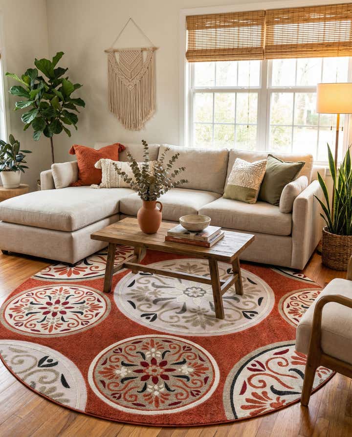 10' x 10' Easy-Clean Modern Indoor / Outdoor Round Rug