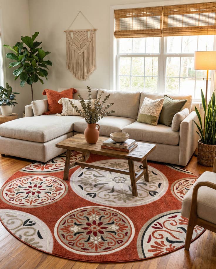 Detail image of 10' x 10' Easy-Clean Modern Indoor / Outdoor Round Rug