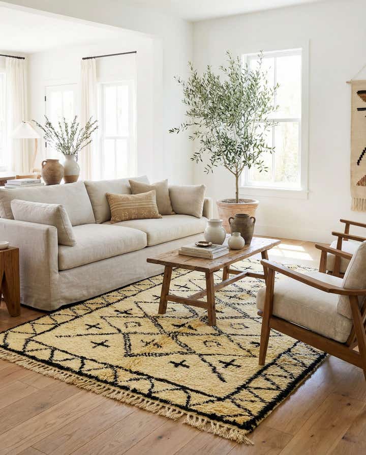 6' 6 x 9' 1 Hand Knotted Moroccan Wool Rug