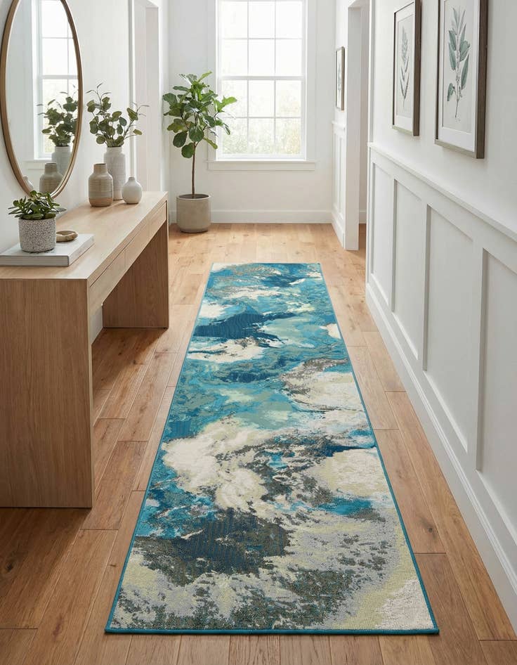 Detail image of  2' 7 x 12'  Washable Modern Indoor / Outdoor Runner Rug
