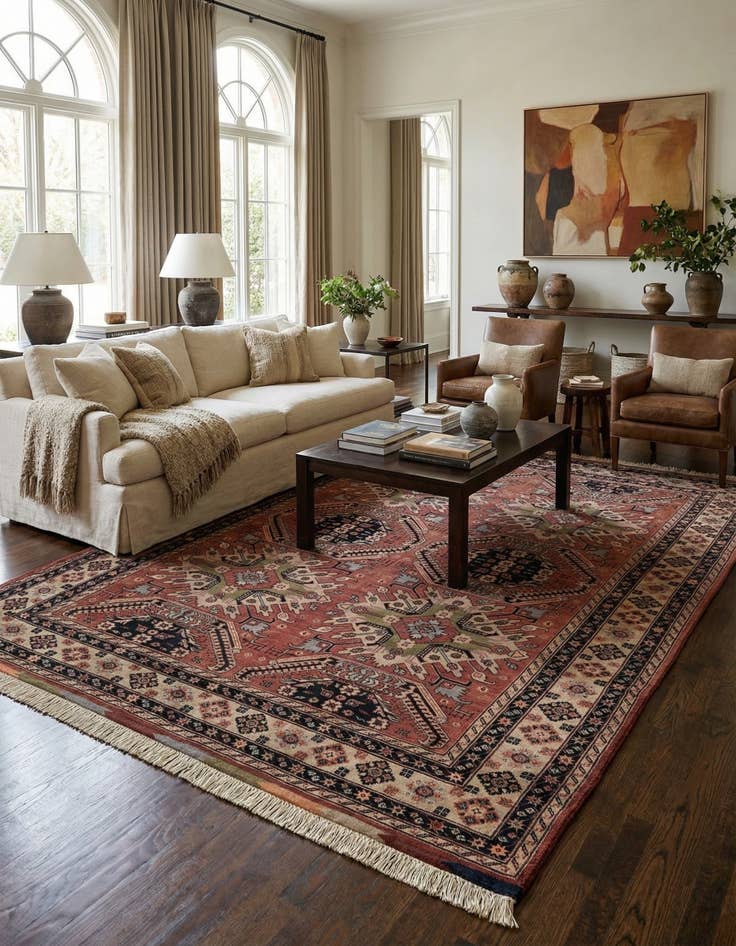 Detail image of  6' 8 x 9' 11  Hand Knotted Lahour Oriental Wool Rug